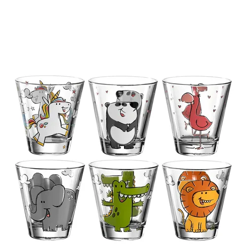 Leonardo Kindertasse Bambini Tiermotiv, 215 ml, 6 Stück - Art: Kindertasse - Materialtyp: Glas - Material: Glas - Eigenschaften: Keine Eigenschaft - Detailfarbe: Mehrfarbig - Spülmaschinenfest: Ja