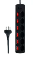 Schönenberger Steckdosenleiste Fixline + Multiswitch 6x T13 - Einsatzgebiet: Indoor - Detailfarbe: Schwarz - Kinderschutz: Nein - Steckertyp Ausgang: T13 - Schalter: Ja - Steckdosenanzahl: 6