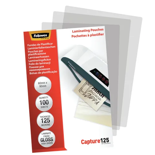 FELLOWES Laminiertasche 60x90mm 5397402 glanz, 125my 100 Stk
