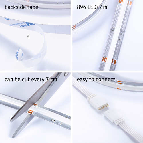 Paulmann MaxLED 500 LED Strip Full-Line COB 1.5 m - Lampensockel: LED fest verbaut - Aussenanwendung: Keine Angaben - Inklusive Netzteil: Ja - Dimmbar: dimmbar - Set: Ja - Länge: 1.5 m