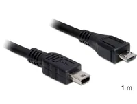 Delock USB 2.0-Kabel  Micro-USB B - Mini-USB B 1 m - Kabeltyp: Anschlusskabel - Detailfarbe: Schwarz - USB Standard: 2.0 (480 Mbps) - Länge: 1 m - USB Anschluss 2 (Endgerät): Mini-USB B - Geschlecht Anschluss 2 (Endgerät): Male (Stecker)