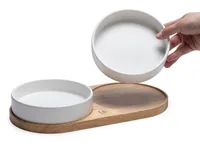 Designed by Lotte Kera Dinnerset Katze Lojs 34 × 17, 3 × 5.5 cm, weiss - Detailfarbe: Weiss - Tierart: Katze - Produkttyp: Futternapf