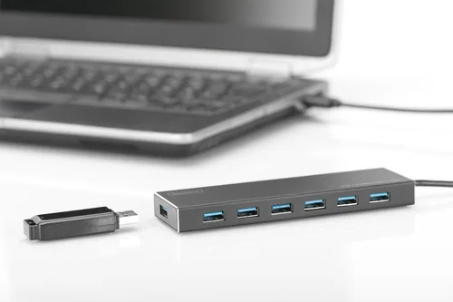 DIGITUS USB-Hub 7-Port 3.0->7xA3.0 m.Netzteil schwarz