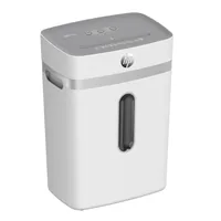 HP Aktenvernichter OneShred 12CC P-4, 12 Seiten - Vernichtbare Aktentypen: Heftklammern - Kreditkarten - Büroklammern - Schnittart: Partikelschnitt - Sicherheitsstufe: 4 - Schnittausgabe: 4 x 35 mm - Blattkapazität: 12 Seiten - Zufuhrautomatik: Nein