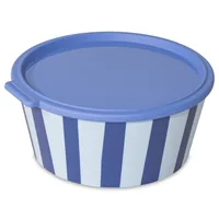 Koziol Schale Nora Stripes mit Deckel 1 Stück, Blau/Weiss - Unterteilungsmöglichkeit: Nein - Material: Biozirkulärer Kunststoff - Detailfarbe: Blau - Weiss - Set: Nein - Form: Rund