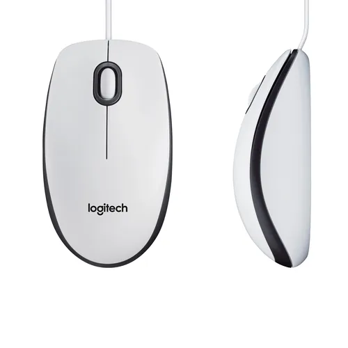 Logitech Maus M100 Optical - Maus-Typ: Standard - Maus Features: Scrollrad - Bedienungsseite: Universal - Detailfarbe: Weiss - Verbindungsart: Verkabelt - Schnittstelle: USB-A