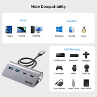 UNITEK ALUMINIUM USB-C HUB 2X USB-A 2X USB-C 5GBPS