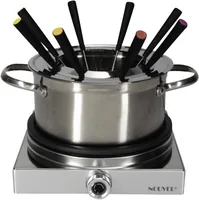 Nouvel Fleischfondue-Set Silver 10 Teile, Silber - Anzahl Personen: 8 - Materialtyp: Metall - Material: Edelstahl - Betriebsart: Netzbetrieb - Kompatible Kochfelder: Elektro - Gas - Glaskeramik - Induktion - Detailfarbe: Silber