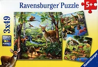 Ravensburger Puzzle Wald-/Zoo-/Haustiere 3 x 49 Teile - Motiv: Tiere - Altersempfehlung ab: 5 Jahren - Tiefe: 3.7 cm - Breite: 27.5 cm - Effekte: 3-teilig - Nachhaltigkeit: FSC®