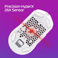 HyperX Gaming-Maus Pulsefire Haste 2 Wireless Weiss - Bedienungsseite: Rechtshänder - Maus Features: Beleuchtung - Daumentaste - RGB-Beleuchtung - Scrollrad - Detailfarbe: Weiss - Gewicht: 60 g - Schnittstelle: Bluetooth - Maximale Empfindlichkeit: 26000 