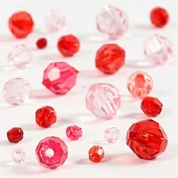 Creativ Company Facettenperlen 4-12 mm Rot, 170 Stück - Packungsgrösse: 1 Stück - Durchmesser: 12 mm - 4 mm - Detailfarbe: Rot - Rosa - Weinrot - Perlenart: Acrylperlen
