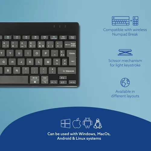 R-GO COMPACT BREAK ERGONOMIC KEYBOARD AZERTY (FR) BLUETOOTH B