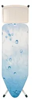 Brabantia Bügeltisch mit Dampfstationsablage Ice Water - Bügelbrettbezug: Baumwolle (CO) - Ausstattung: Transportverriegelung - Kindersicherung - Dampfstationsablage - Ergonomisch - Höhenverstellbar: Ja - Breite: 45 cm - Detailfarbe: Weiss - Blau - Länge: