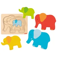 Goki Holzpuzzle Elefant - Altersempfehlung ab: 2 Jahren - Eigenschaften: Keine Eigenschaft - Material: Holz - Detailfarbe: Mehrfarbig