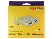 Delock Multiadapter 4K, 30 Hz USB Type-C - HDMI/DisplayPort - Kabeltyp: Multiadapter - Videoanschluss Seite A: USB Type-C - Videoanschluss Seite B: HDMI - DisplayPort