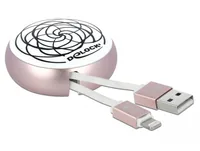 Delock USB 2.0-Kabel mit Autorollfunktion USB A - Lightning 0.92 m - Kabeltyp: Anschlusskabel - Detailfarbe: Rosé - USB Standard: 2.0 (480 Mbps) - Länge: 0.92 m - USB Anschluss 2 (Endgerät): Lightning - Geschlecht Anschluss 2 (Endgerät): Male (Stecker)