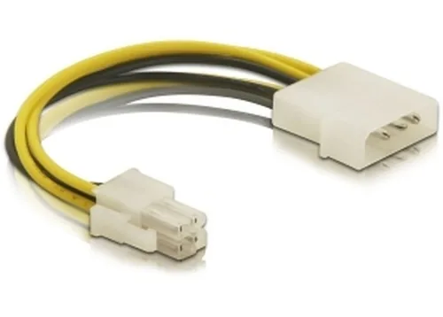 Delock Stromkabel Molex - 4Pin 15 cm - Kabeltyp: Adapterkabel - Stromanschluss Seite A: Molex - Winkelstecker: Nein - Stromanschluss Seite B: P4 4Pin CPU - Kabellänge: 15 cm