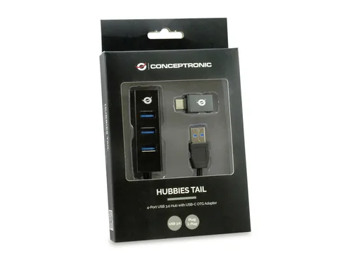 Conceptronic HUBBIES 4-Port USB 3.0 Hub with USB-C OTG Adapter