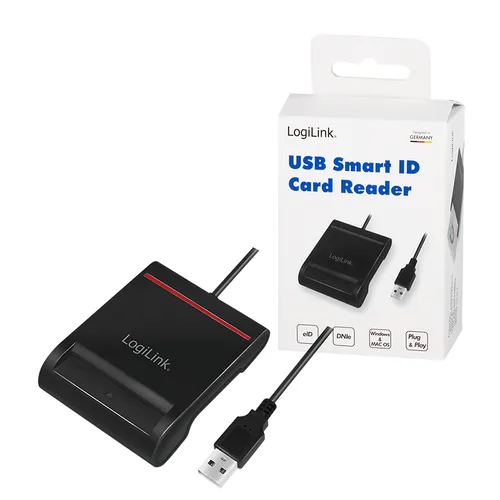 Logilink USB 2.0-Kartenleser, für Smart-ID, schwarz