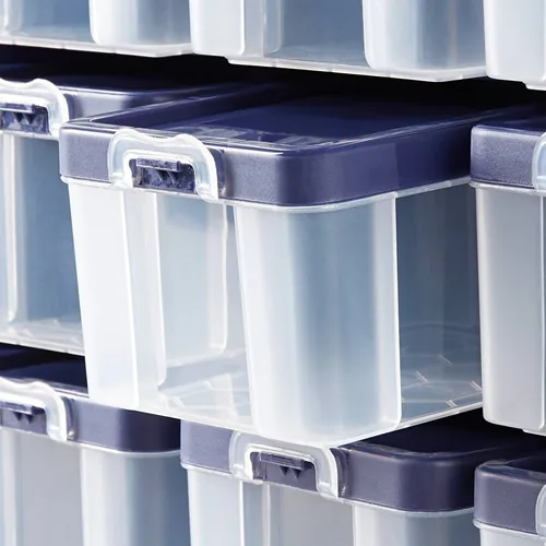 Prym Aufbewahrungstasche mit 9 Boxen Violett, Transparent - Verpackungseinheit: 1 Stück - Detailfarbe: Transparent - Violett - Produkttyp: Aufbewahrungstasche