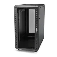 StarTech.com 18HE 19 Zoll Server Rack/Schrank - 4 Pfosten mit Einstellbare Tiefe(15-81cm), abschließbares Knock Down(FlatPack) Netzwerkschrank - Glastür &amp; Rollen - HP ProLiant ThinkServer (RK1836BKF)