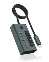 ICY BOX USB-Hub 4-Port Hub IB-HUB1454-C31 - Stromversorgung: Externes Netzteil - Anzahl Ports: 4 - Detailfarbe: Grau - USB Standard: 3.1 Gen 2 (10 Gbps) - USB Anschluss 2 (Endgerät): USB C - USB Anschluss 1 (Quelle): USB C