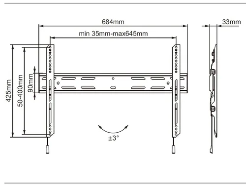 Multibrackets Wandhalterung Outdoor-Halterung 6683 Schwarz - Eigenschaften: Fix - Korrosionsbeständig - VESA Norm: 200x200 mm - 300x200 mm - 300x300 mm - 400x200 mm - 400x300 mm - 400x400 mm - 500x300 mm - 500x400 mm - 600x200 mm - 600x300 mm - 600x400 mm