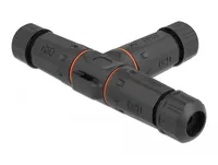 DeLOCK Cable connector T-shape for outdoor 5 pin, IP68 waterproof, screwable, cable diameter 4.5 - 7.5 mm black