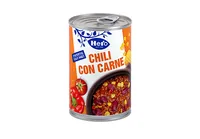 Hero Chili con Carne 6 x 430 g - Produkttyp: Fleisch - Nährwertangabe pro: 100 g - Energiegehalt (in kj): 399 KJ - Energiegehalt (in kcal): 95 Kcal - Fett: 2.2 g - Gesättigte Fettsäuren: 0.4 g
