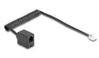 Delock Telefonkabel / Spiralkabel RJ11 Stecker zu RJ11 Buchse schwarz 1 m