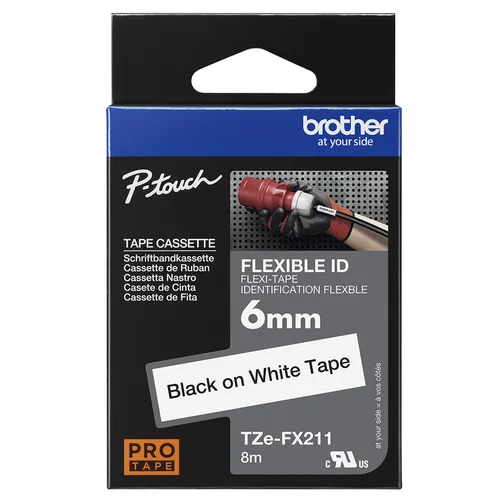 Brother TZE-FX211 label-making tape Black on white