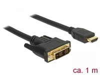Delock Kabel DVI-D – HDMI Typ A, 1 m DVI-D - HDMI, 1 m - Kabeltyp: Anschlusskabel - Videoanschluss Seite A: DVI-D - Videoanschluss Seite B: HDMI - Detailfarbe: Schwarz - Kabellänge: 1 m - Display Port Standard: Keine Angabe