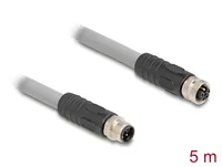 Delock M12 Kabel L-kodiert 5 Pin Stecker zu Buchse PUR schleppkettentauglich 5 m grau