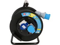 Max Hauri Kabelrolle 30 m, 1x T23, 1x CEE16/3, 1x Schuko, Schwarz - Schutzklasse: IP44 - Detailfarbe: Schwarz - Kinderschutz: Nein - Aussenanwendung: Ja - Steckertyp Ausgang: T23 - CEE 16-3 - Schuko - Material: Metall