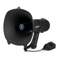 Vonyx Megaphon MEG090 - Nennleistung: 90 W - Prinzip: Aktiv - Einsatzgebiete: Schulen / Aulen - Sportstätte - Ausstattung: Volumenregler - Integrierter Sirenen-Sound - Aufnahme- und Wiedergabefunktion - Bluetooth Audio Streaming - USB Audio Streaming - In