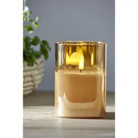 Star Trading LED-Kerze Pillar Flamme Ø 9 x 12.5 cm, Braun - Betriebsart: Batteriebetrieb - Fernbedienung: Nein - Aussenanwendung: Nein - Höhe: 12.5 cm - Timerfunktion: Ja - Set: Nein