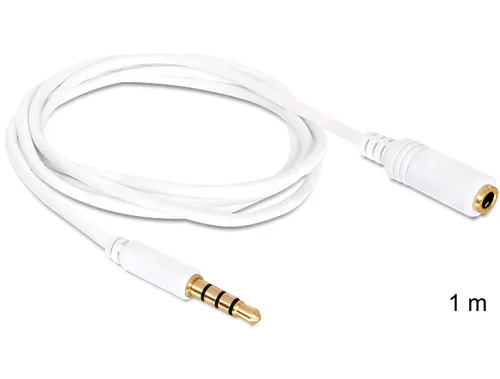 Delock Audio-Kabel 3.5 mm Klinke - 3.5 mm Klinke 1 m - Kabeltyp: Verlängerungskabel - Audioanschluss Seite A: 3.5 mm Klinke - Audiokanäle: Stereo - Audioanschluss Seite B: 3.5 mm Klinke - Detailfarbe: Weiss - Länge: 1 m