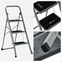 Songmics Trittleiter Grau-Schwarz - Anzahl Stufen: 3 × - Belastbarkeit: 150 kg - Höhe: 105 cm - 117 cm - Produkttyp: Anlegeleiter