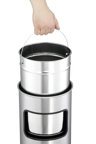 DURABLE Papierkorb Safe mit Ascher rund silber