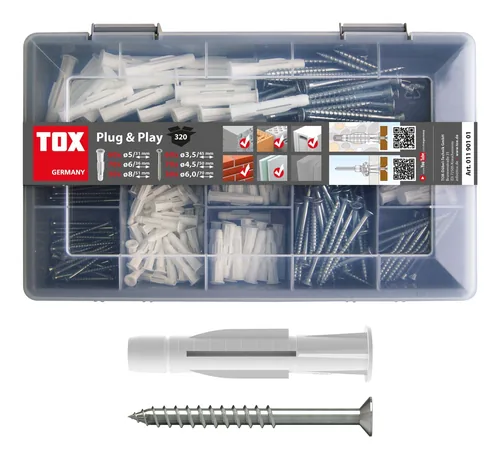 Tox-Dübel Dübel Sortiment Plug & Play 320 Stück - Bohrdurchmesser: 0 mm - Länge: 0 mm - Verpackungseinheit: 320 Stück - Für Material: Beton - Set: Ja