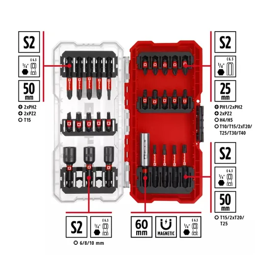 Einhell Bit-Set S-CASE Kassette 28tlg LS - Set: Ja - Bit-Typ: Sechskant - Grösse: Diverse
