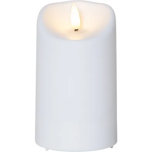 Star Trading LED-Kerze Pillar Flamme Ø 7.5 x 13 cm, Weiss - Betriebsart: Batteriebetrieb - Fernbedienung: Nein - Aussenanwendung: Ja - Höhe: 13 cm - Timerfunktion: Ja - Set: Nein
