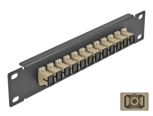 DELOCK 10"" LWL Patchpanel 12 Port SC Simplex beige 1HE schw.