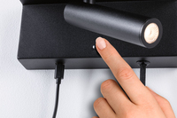 Paulmann Wandleuchte 3-Step-Dim Jerik USB C Schwarz - Leuchten Kategorie: Wandleuchte - Betriebsart: Netzbetrieb - Lampensockel: LED fest verbaut - Farbtemperatur Kelvin: 3000 K - Dimmbar: dimmbar - Farbwiedergabeindex CRI: 80