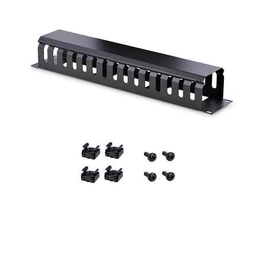 StarTech.com Horizontal 2U Server Rack Cable Management Finger Duct w/ Cover - 19" Network Rack Wire Duct Raceway Panel - Slotted Wire Duct