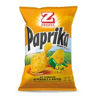 Zweifel Chips Original Paprika 90 g - Produkttyp: Paprika & Scharfe Chips - Nährwertangabe pro: 100 g - Energiegehalt (in kj): 2270 KJ - Energiegehalt (in kcal): 544 Kcal - Fett: 34 g - Davon gesättigte Fettsäuren: 2 g