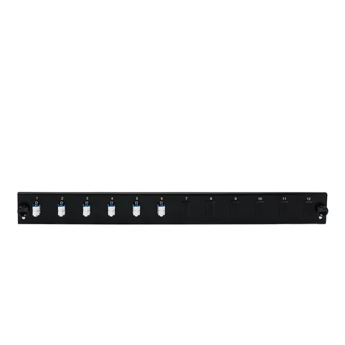 EFB Bestckte 12 Port Frontblende mit 6 x LC Duplex Kupplung OS2 vertikal, schwarz
