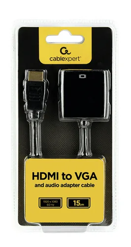 Gembird A-HDMI-VGA-03 video cable adapter 0.15 m HDMI Type A (Standard) VGA (D-Sub) Black
