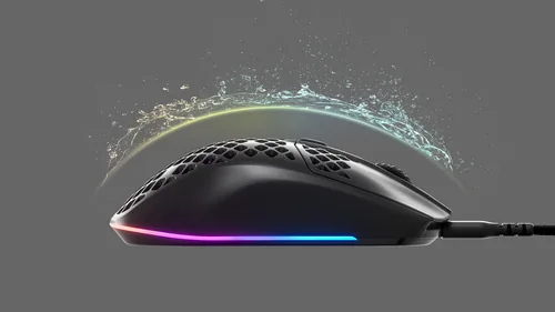 Steel Series Gaming-Maus Aerox 3 Schwarz - Maus Features: Spritzwassergeschützt - Programmierbare DPI-Einstellung - Staubgeschützt - RGB-Beleuchtung - Daumentaste - Beleuchtung - Bedienungsseite: Rechtshänder - Detailfarbe: Schwarz matt - Schwarz - Gewich