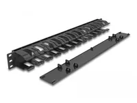 DeLOCK 19″ Cable Management Routing Panel with 2 openings 1U black plastic